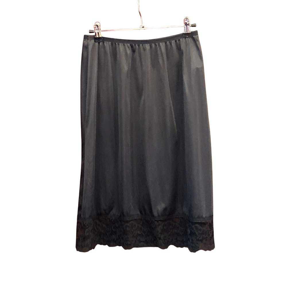 Vintage Vassarette Half Slip Black Lace Trim Coquette Lingerie Retro Skirt
